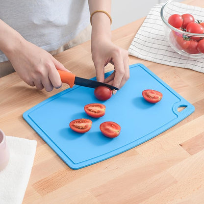 Liflicon Extra Large Thick Silicone Cutting Boards for Kitchen 14.6'' x 10.43'' Flexible Cutting Chopping Boards/Mats Non-slip Deep Drip Juice Groove, Dishwasher Safe-Blue