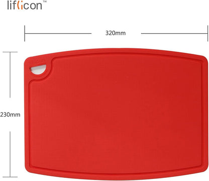 Liflicon Extra Large Thick Silicone Cutting Boards for Kitchen 14.6'' x 10.43'' Flexible Cutting Chopping Boards/Mats Non-slip Deep Drip Juice Groove, Dishwasher Safe-Blue
