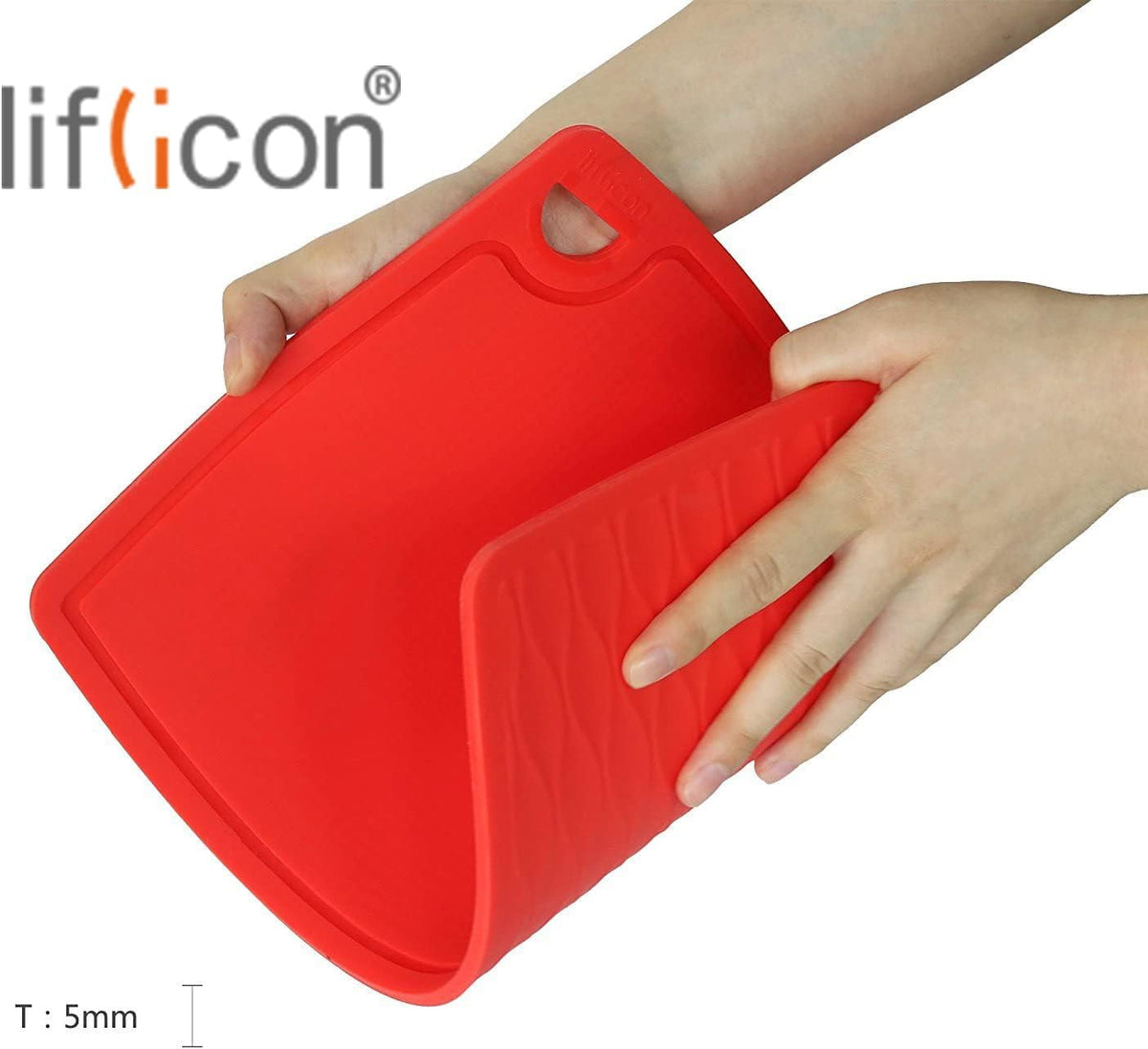 Liflicon Extra Large Thick Silicone Cutting Boards for Kitchen 14.6'' x 10.43'' Flexible Cutting Chopping Boards/Mats Non-slip Deep Drip Juice Groove, Dishwasher Safe-Blue