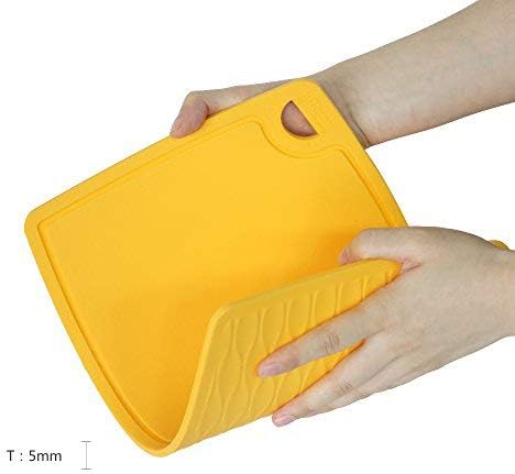 Liflicon Extra Large Thick Silicone Cutting Boards for Kitchen 14.6'' x 10.43'' Flexible Cutting Chopping Boards/Mats Non-slip Deep Drip Juice Groove, Dishwasher Safe-Blue