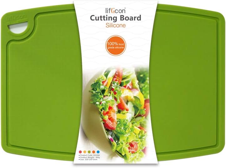 Liflicon Extra Large Thick Silicone Cutting Boards for Kitchen 14.6'' x 10.43'' Flexible Cutting Chopping Boards/Mats Non-slip Deep Drip Juice Groove, Dishwasher Safe-Blue