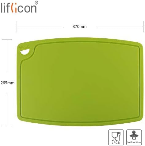 Liflicon Extra Large Thick Silicone Cutting Boards for Kitchen 14.6'' x 10.43'' Flexible Cutting Chopping Boards/Mats Non-slip Deep Drip Juice Groove, Dishwasher Safe-Blue
