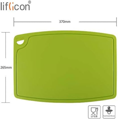 Liflicon Extra Large Thick Silicone Cutting Boards for Kitchen 14.6'' x 10.43'' Flexible Cutting Chopping Boards/Mats Non-slip Deep Drip Juice Groove, Dishwasher Safe-Blue