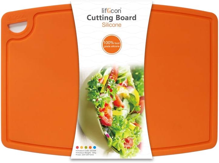 Liflicon Extra Large Thick Silicone Cutting Boards for Kitchen 14.6'' x 10.43'' Flexible Cutting Chopping Boards/Mats Non-slip Deep Drip Juice Groove, Dishwasher Safe-Blue