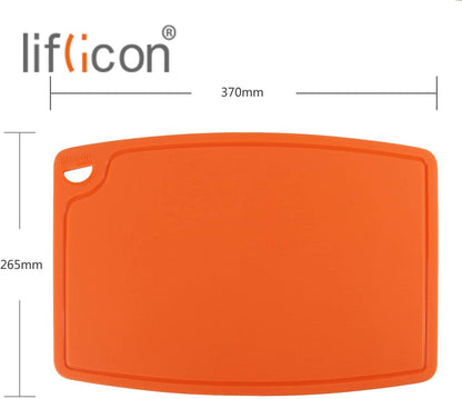 Liflicon Extra Large Thick Silicone Cutting Boards for Kitchen 14.6'' x 10.43'' Flexible Cutting Chopping Boards/Mats Non-slip Deep Drip Juice Groove, Dishwasher Safe-Blue
