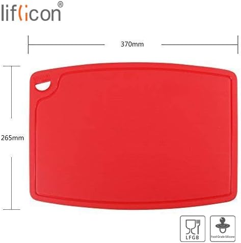 Liflicon Extra Large Thick Silicone Cutting Boards for Kitchen 14.6'' x 10.43'' Flexible Cutting Chopping Boards/Mats Non-slip Deep Drip Juice Groove, Dishwasher Safe-Blue