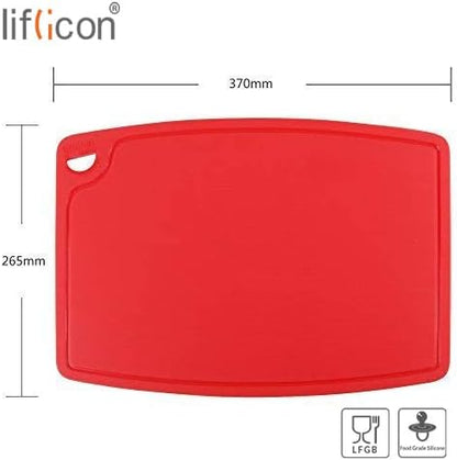 Liflicon Extra Large Thick Silicone Cutting Boards for Kitchen 14.6'' x 10.43'' Flexible Cutting Chopping Boards/Mats Non-slip Deep Drip Juice Groove, Dishwasher Safe-Blue