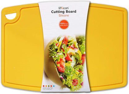 Liflicon Extra Large Thick Silicone Cutting Boards for Kitchen 14.6'' x 10.43'' Flexible Cutting Chopping Boards/Mats Non-slip Deep Drip Juice Groove, Dishwasher Safe-Blue