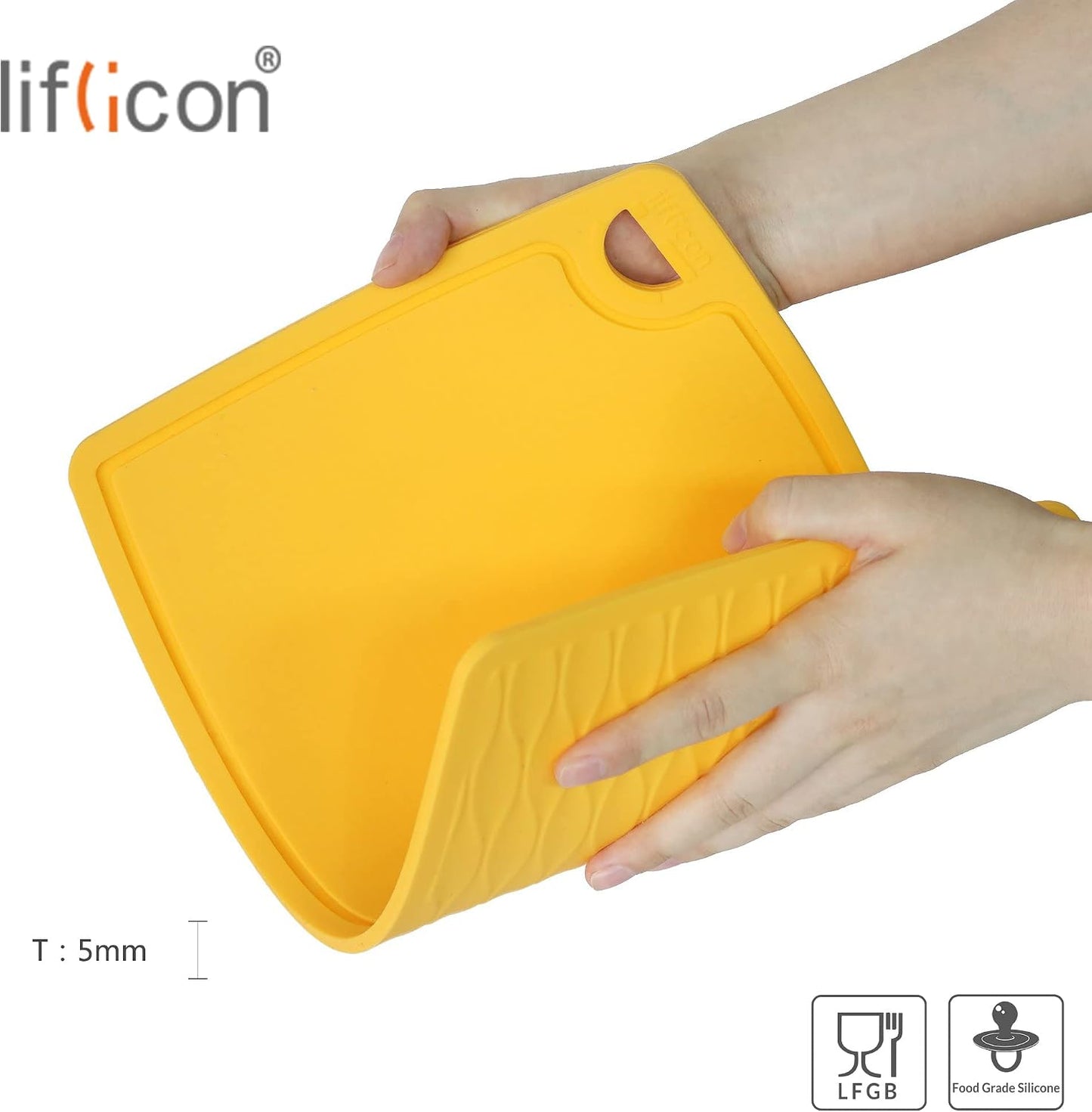 Liflicon Extra Large Thick Silicone Cutting Boards for Kitchen 14.6'' x 10.43'' Flexible Cutting Chopping Boards/Mats Non-slip Deep Drip Juice Groove, Dishwasher Safe-Blue