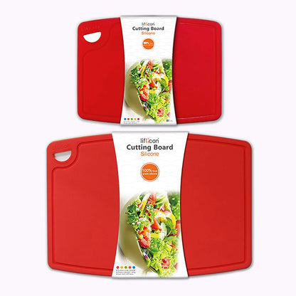 Liflicon Extra Large Thick Silicone Cutting Boards for Kitchen 14.6'' x 10.43'' Flexible Cutting Chopping Boards/Mats Non-slip Deep Drip Juice Groove, Dishwasher Safe-Blue
