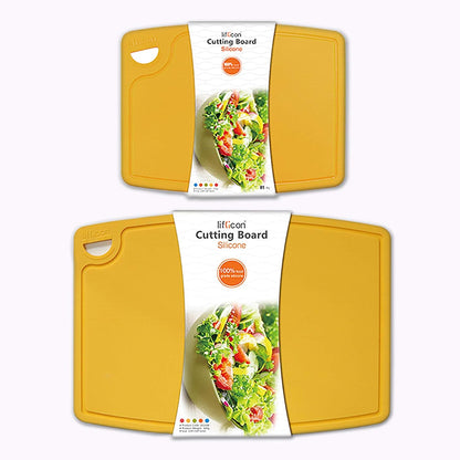 Liflicon Extra Large Thick Silicone Cutting Boards for Kitchen 14.6'' x 10.43'' Flexible Cutting Chopping Boards/Mats Non-slip Deep Drip Juice Groove, Dishwasher Safe-Blue