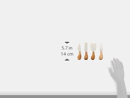 Gourmet Cheese Knives - Stainless Steel Knife Set - Charcuterie Tools Cheese Board Accessories - Stainless Steel and Wood, Set of 4