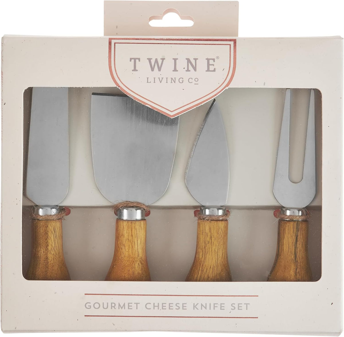 Gourmet Cheese Knives - Stainless Steel Knife Set - Charcuterie Tools Cheese Board Accessories - Stainless Steel and Wood, Set of 4