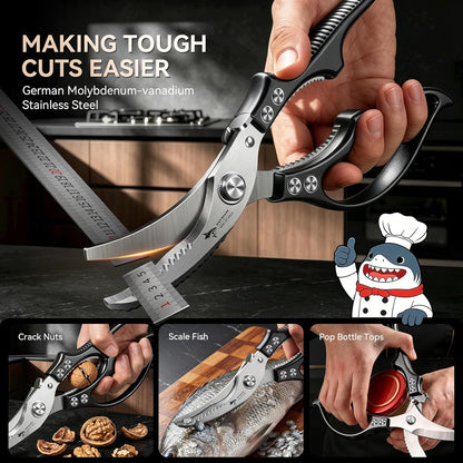 Heavy Duty Poultry Shears,Spring Loaded Kitchen Shears,Dishwasher | Non-Slip Handle Kitchen Shears, Safety Lock, All Purpose Kitchen Scissors for Chicken, Meat Cutting, Turkey, Fish, Vegetables