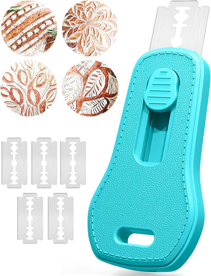 Bread Lame, Sourdough Scoring Tool with Extractable & Magnetic, Sour Dough Tools Sourdough Cutter for Homemade Bread Making, Scoring Knife Include 5 Razor Blades-Blue