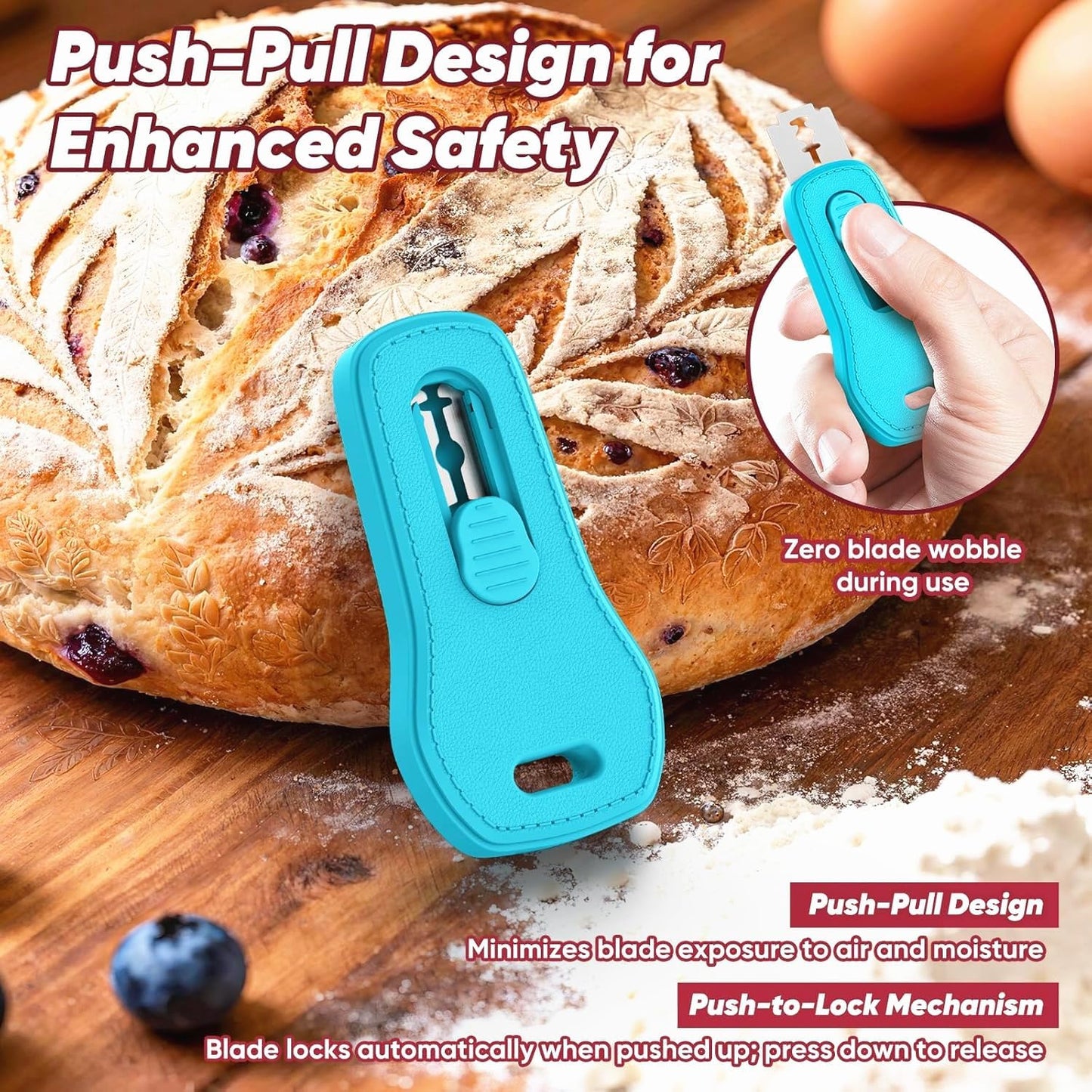 Bread Lame, Sourdough Scoring Tool with Extractable & Magnetic, Sour Dough Tools Sourdough Cutter for Homemade Bread Making, Scoring Knife Include 5 Razor Blades-Blue