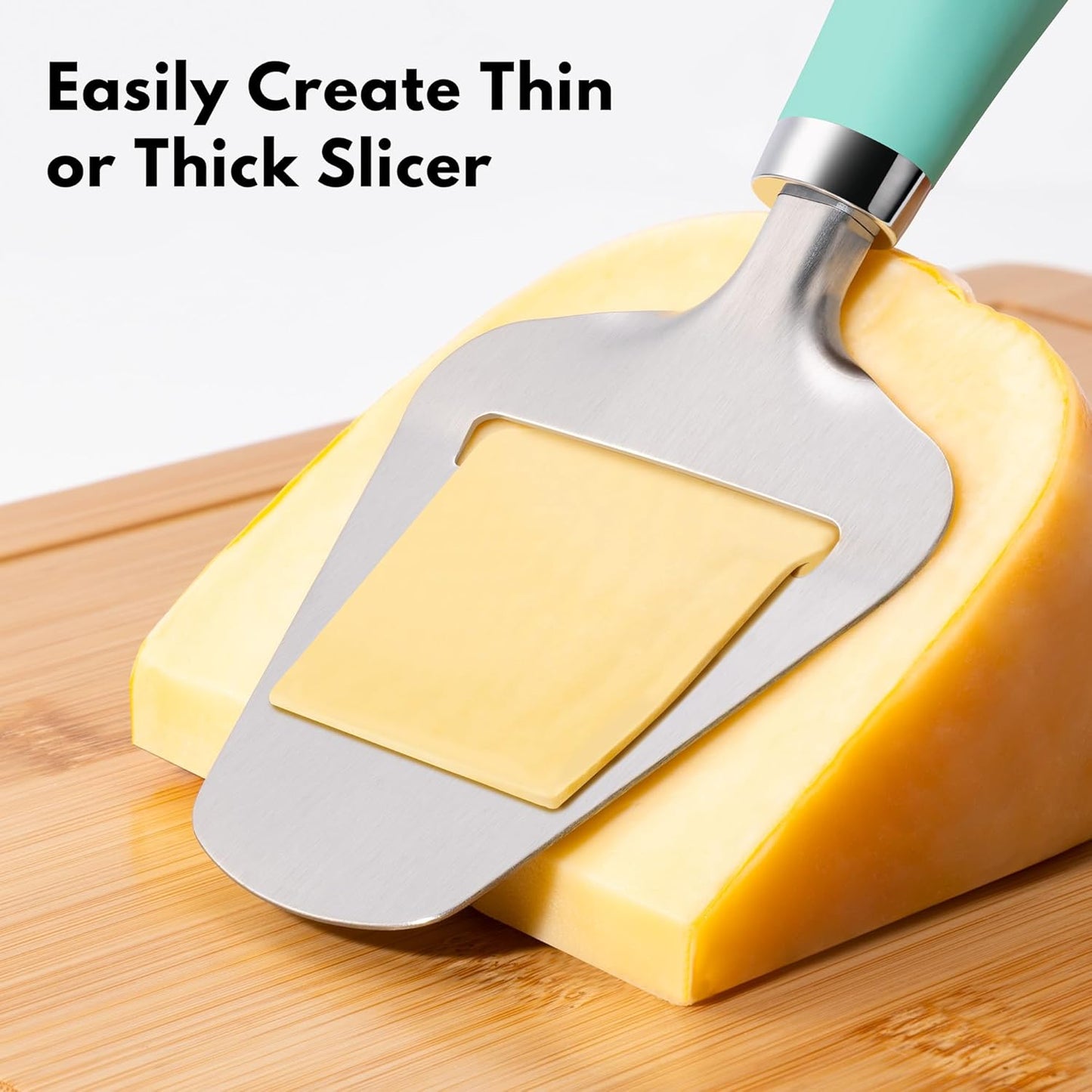 Upgraded Non-Stick Cheese Slicers for Block Cheese Multi-Functional Cheese Cutter for Mozzarella, Cheddar, Gruyere Charcuterie Accessories Dishwasher Safe Kitchen Tools, Black
