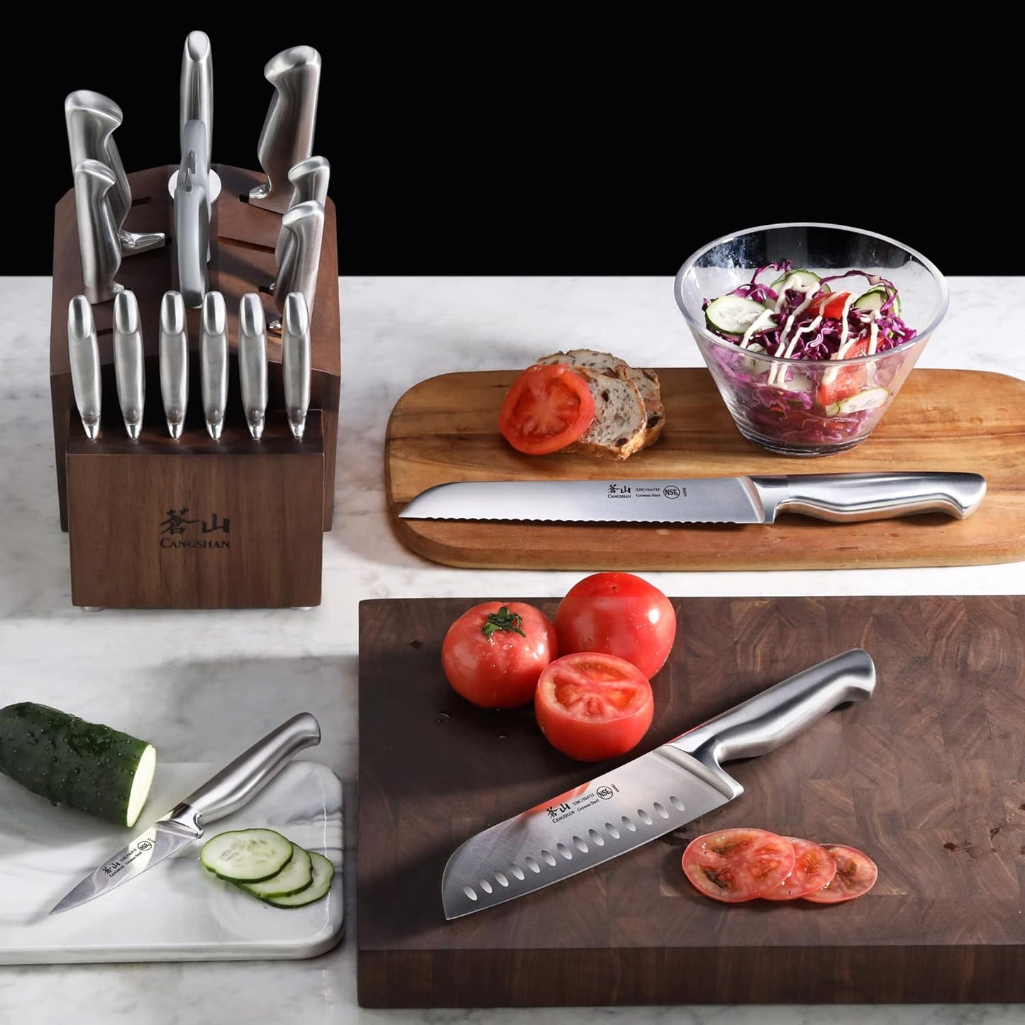 Cangshan Sanford Series 1027051 German Steel 17-Piece Knife Block Set