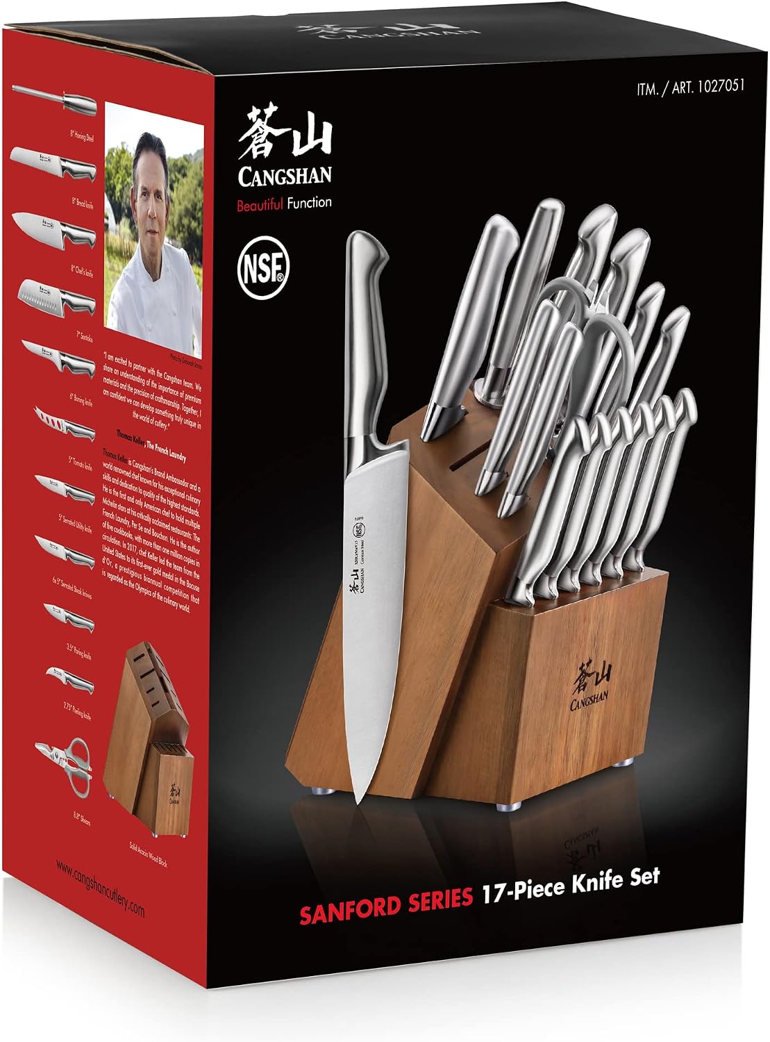 Cangshan Sanford Series 1027051 German Steel 17-Piece Knife Block Set