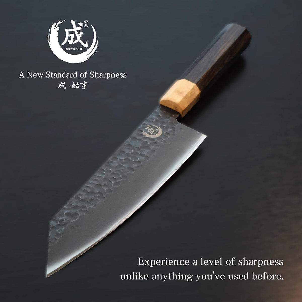 Olive Sakidatsu 8.5" Kiritsuke Gyuto Chef Knife – Hammered Black Oxide Blade Japanese Kitchen Knife with Olive & Ebony Wood Handle