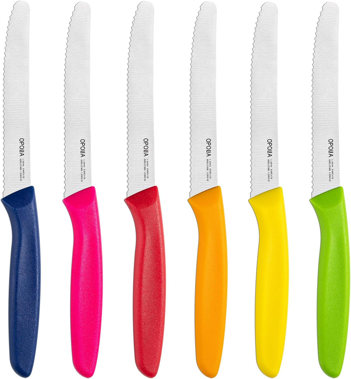 Steak Knives,Sharp Serrated Kitchen Knives,6 Pieces Black Bread Knife,Multi-purpose Kitchen Knife,High-Carbon Stainless Steel Tamato Knives Set,Ergonomic Handle,Dishwasher Safe
