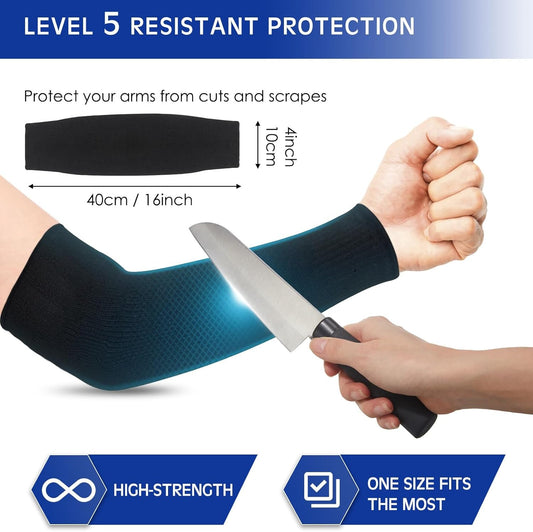 2 Pairs Arm Sleeves Guards Arm Protectors for Thin Skin and Bruising Protective Cut Resistant Sleeves for Men Women(Large,Hppe,Black)
