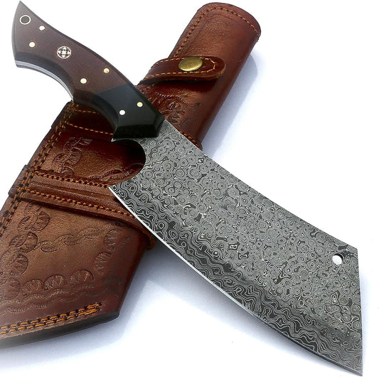 Damascus Cleaver Knife, Meat Cleaver, Butcher Knife for Meat Cutting 12" Handmade Full Tang Cleaver for Meat Vegetables Cutting 0199