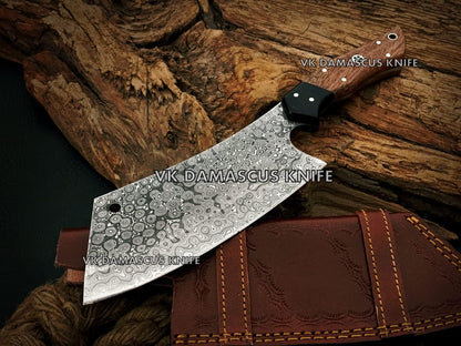 Damascus Cleaver Knife, Meat Cleaver, Butcher Knife for Meat Cutting 12" Handmade Full Tang Cleaver for Meat Vegetables Cutting 0199