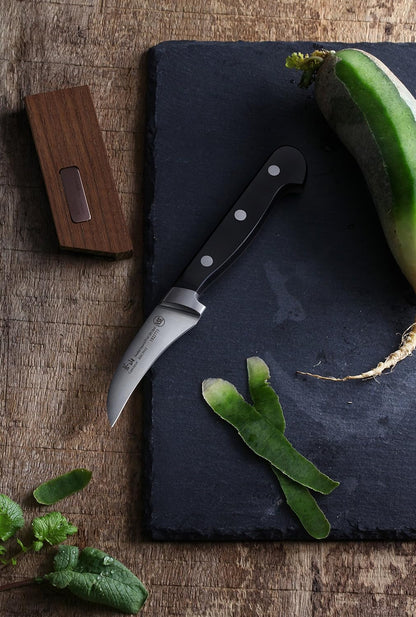 Cangshan TV2 Series 1022780 Swedish 14C28N Steel Forged 2.75-Inch Peeling Knife and Wood Sheath Set