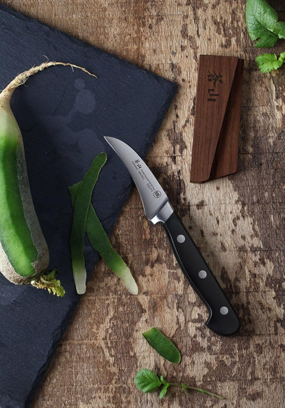 Cangshan TV2 Series 1022780 Swedish 14C28N Steel Forged 2.75-Inch Peeling Knife and Wood Sheath Set