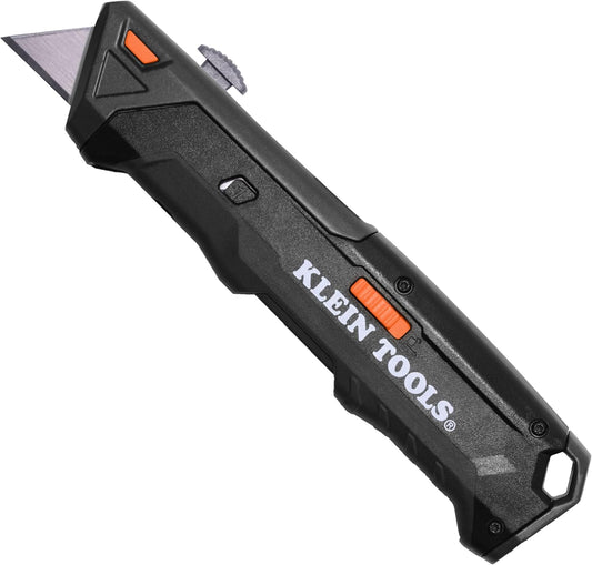 44308 Auto-Loading Retractable Utility Knife, Utility Box Cutter, Dual-Sided 10 Blade Magazine, Standard and Hook Blades, Professional Work Knife