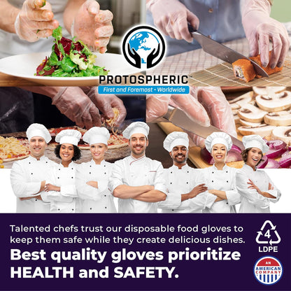 Disposable Gloves for Food Prep - Super Poly Kitchen Grade Food Safe Gloves - Perfect for Cooking and Serving