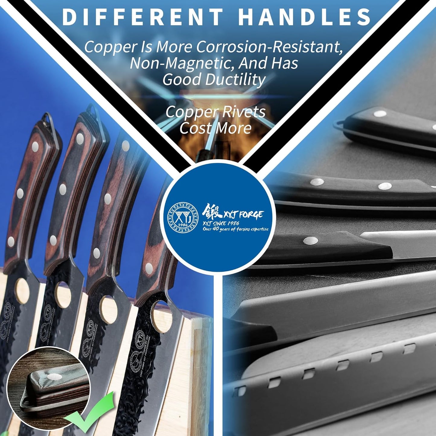 Professional Kitchen Knife Set with High-Carbon Steel Forged Blades, Chef's Knife, Cleaver, Carving Knife, Nakiri, Full Tang Design, Includes Carrying Bag & Poultry Scissors