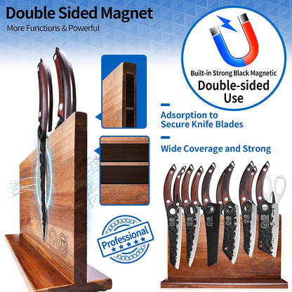 Professional Kitchen Knife Set with High-Carbon Steel Forged Blades, Chef's Knife, Cleaver, Carving Knife, Nakiri, Full Tang Design, Includes Carrying Bag & Poultry Scissors