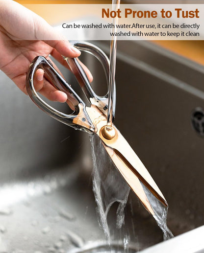 8.0inch Kitchen Shears, Sharp Stainless Steel Meat & Poultry Scissors, Transparent Blue Acrylic Handle, All Purpose Utility Cooking Scissors for Kitchen/BBQ/Home/Office
