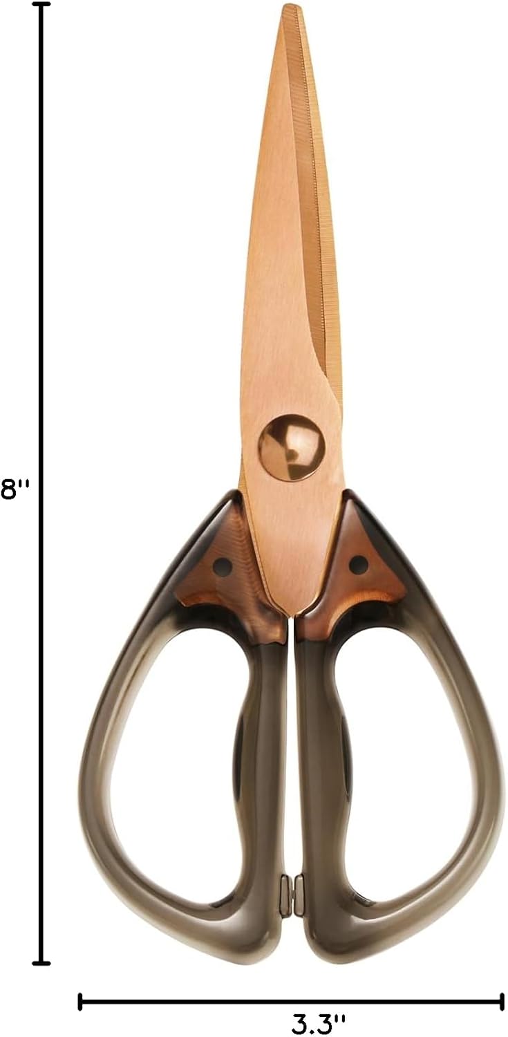8.0inch Kitchen Shears, Sharp Stainless Steel Meat & Poultry Scissors, Transparent Blue Acrylic Handle, All Purpose Utility Cooking Scissors for Kitchen/BBQ/Home/Office