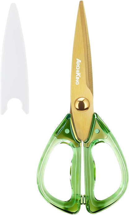 8.0inch Kitchen Shears, Sharp Stainless Steel Meat & Poultry Scissors, Transparent Blue Acrylic Handle, All Purpose Utility Cooking Scissors for Kitchen/BBQ/Home/Office