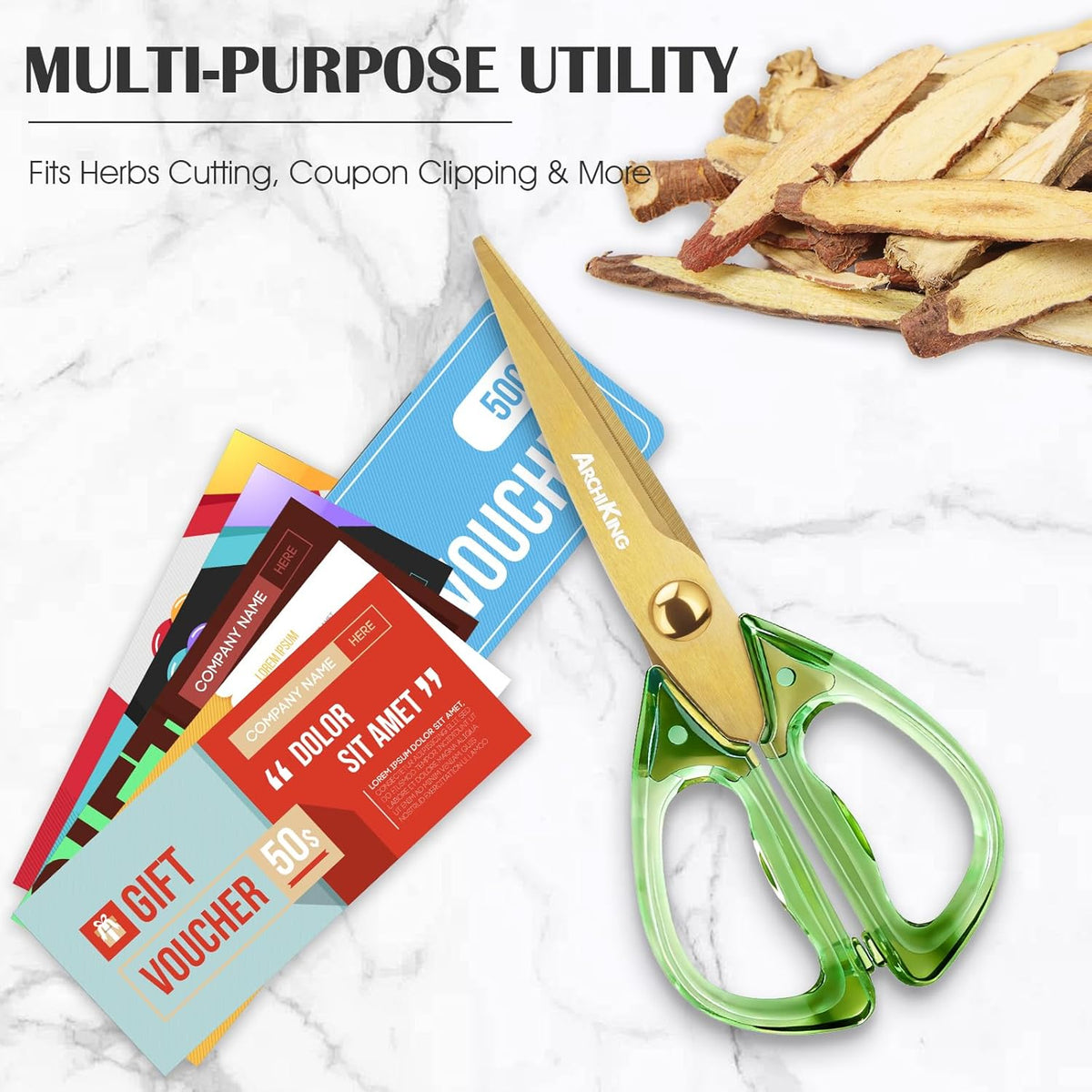8.0inch Kitchen Shears, Sharp Stainless Steel Meat & Poultry Scissors, Transparent Blue Acrylic Handle, All Purpose Utility Cooking Scissors for Kitchen/BBQ/Home/Office