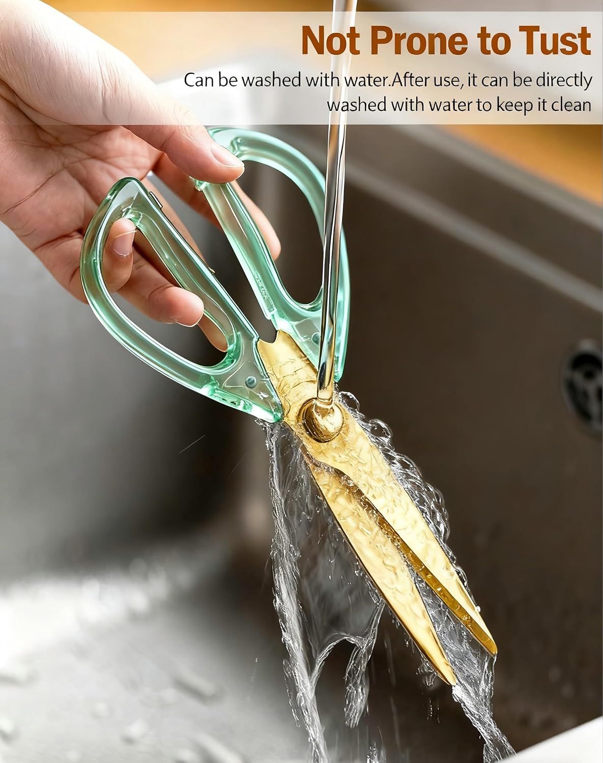 8.0inch Kitchen Shears, Sharp Stainless Steel Meat & Poultry Scissors, Transparent Blue Acrylic Handle, All Purpose Utility Cooking Scissors for Kitchen/BBQ/Home/Office