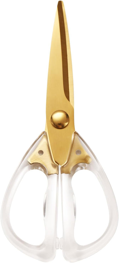 8.0inch Kitchen Shears, Sharp Stainless Steel Meat & Poultry Scissors, Transparent Blue Acrylic Handle, All Purpose Utility Cooking Scissors for Kitchen/BBQ/Home/Office