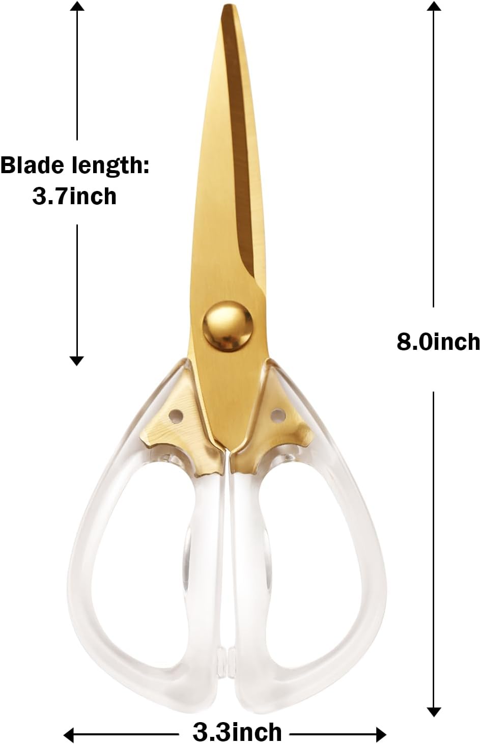 8.0inch Kitchen Shears, Sharp Stainless Steel Meat & Poultry Scissors, Transparent Blue Acrylic Handle, All Purpose Utility Cooking Scissors for Kitchen/BBQ/Home/Office