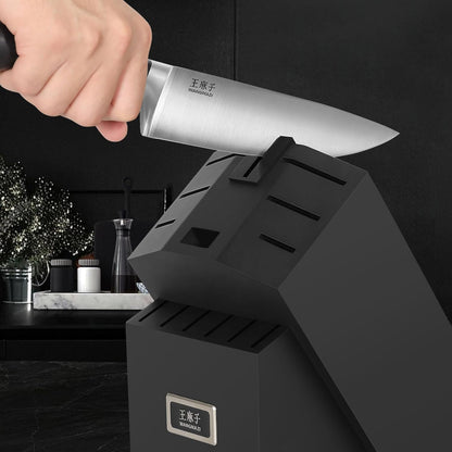WANGMAZI 15 Pcs Knife Block Set, Japanese High Carbon Stainless Steel Sharp Blade Knife Set, Razor Sharp Knives Set for Kitchen, Dishwasher Safe, Elegant Box for Men Women, Natural