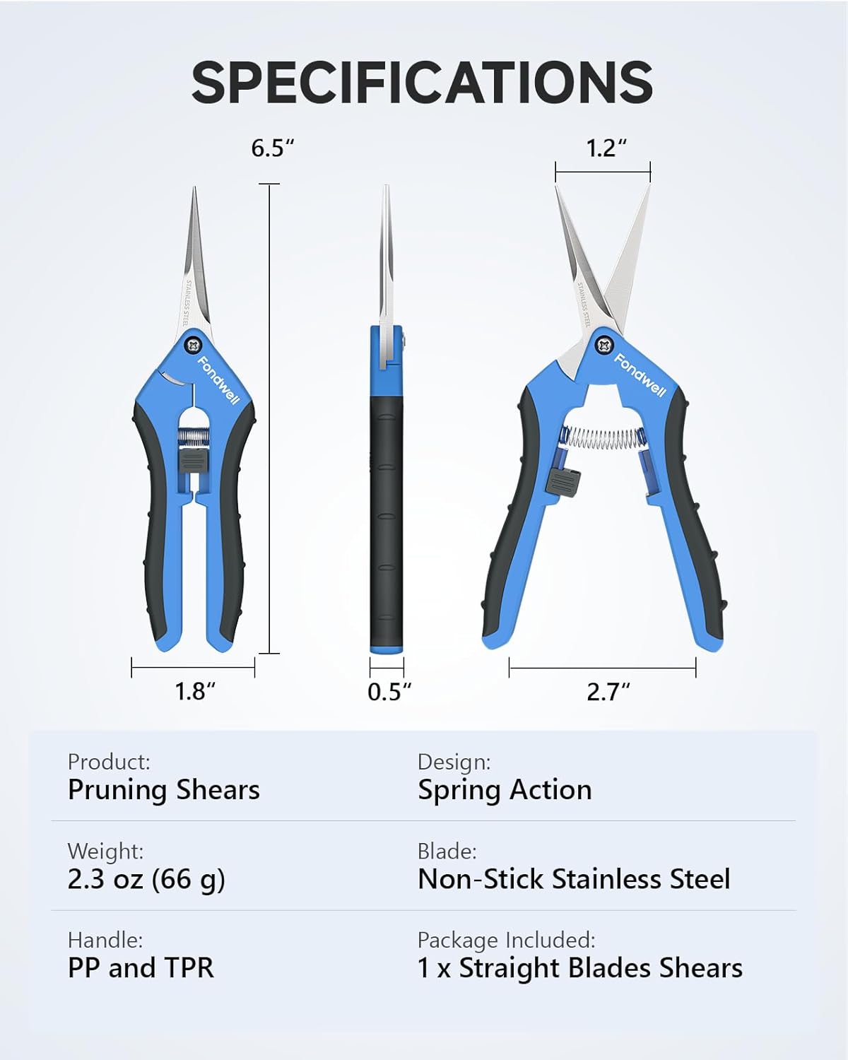 6.5" Small Pruning Shears Garden Snips Precision Trimming Scissors | 2-Pack Plant Scissors, Ultra-Sharp Micro-Tip Straight & Curved Blades, Fatigue-Free - for Flower, Bonsai, Detailed Gardening