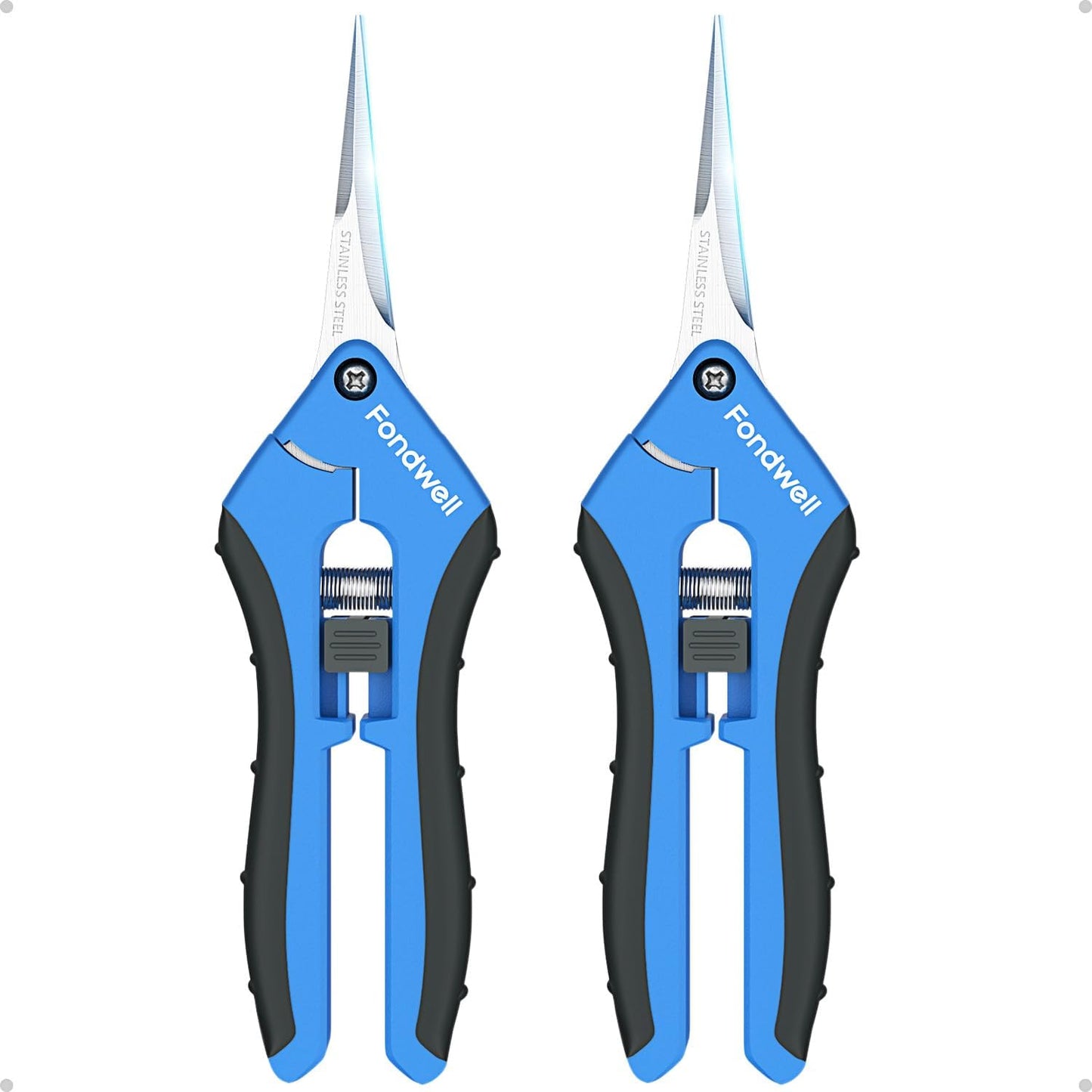 6.5" Small Pruning Shears Garden Snips Precision Trimming Scissors | 2-Pack Plant Scissors, Ultra-Sharp Micro-Tip Straight & Curved Blades, Fatigue-Free - for Flower, Bonsai, Detailed Gardening
