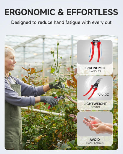 6.5" Small Pruning Shears Garden Snips Precision Trimming Scissors | 2-Pack Plant Scissors, Ultra-Sharp Micro-Tip Straight & Curved Blades, Fatigue-Free - for Flower, Bonsai, Detailed Gardening