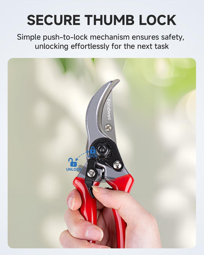 6.5" Small Pruning Shears Garden Snips Precision Trimming Scissors | 2-Pack Plant Scissors, Ultra-Sharp Micro-Tip Straight & Curved Blades, Fatigue-Free - for Flower, Bonsai, Detailed Gardening