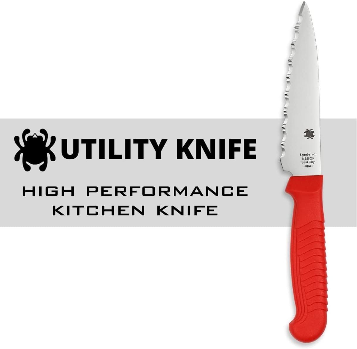 Lightweight Kitchen Utility Knife with MBS-26 Stainless Steel Blade and Polypropylene Plastic Handle