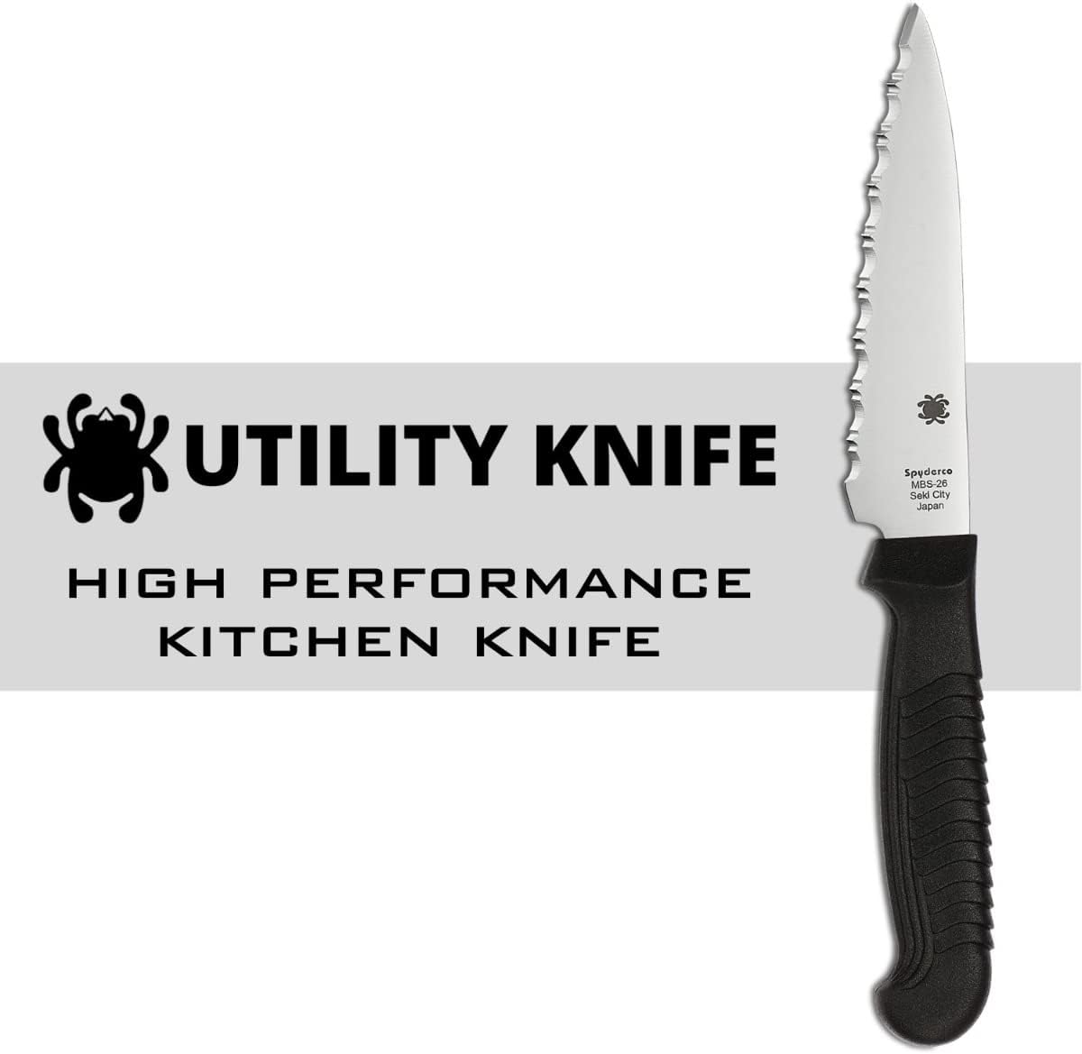 Lightweight Kitchen Utility Knife with MBS-26 Stainless Steel Blade and Polypropylene Plastic Handle