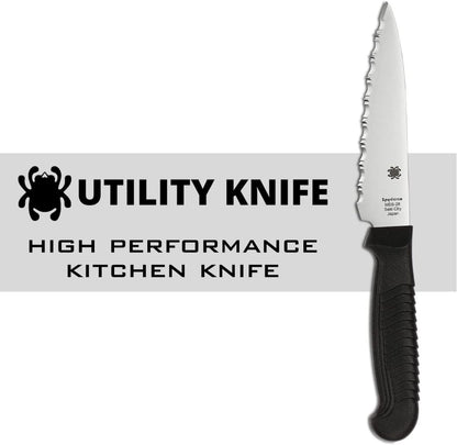 Lightweight Kitchen Utility Knife with MBS-26 Stainless Steel Blade and Polypropylene Plastic Handle