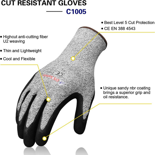 Cut Resistant Gloves with Extreme Lightweight & Thin Level 5 Wire Metal Gloves for Refined Work 12 Pairs